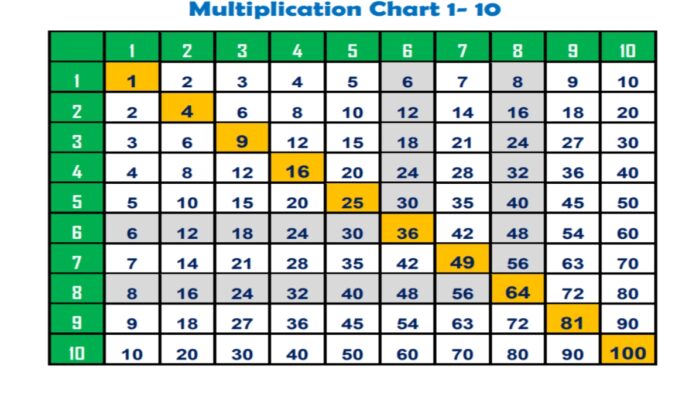 multiplication chart 1-100